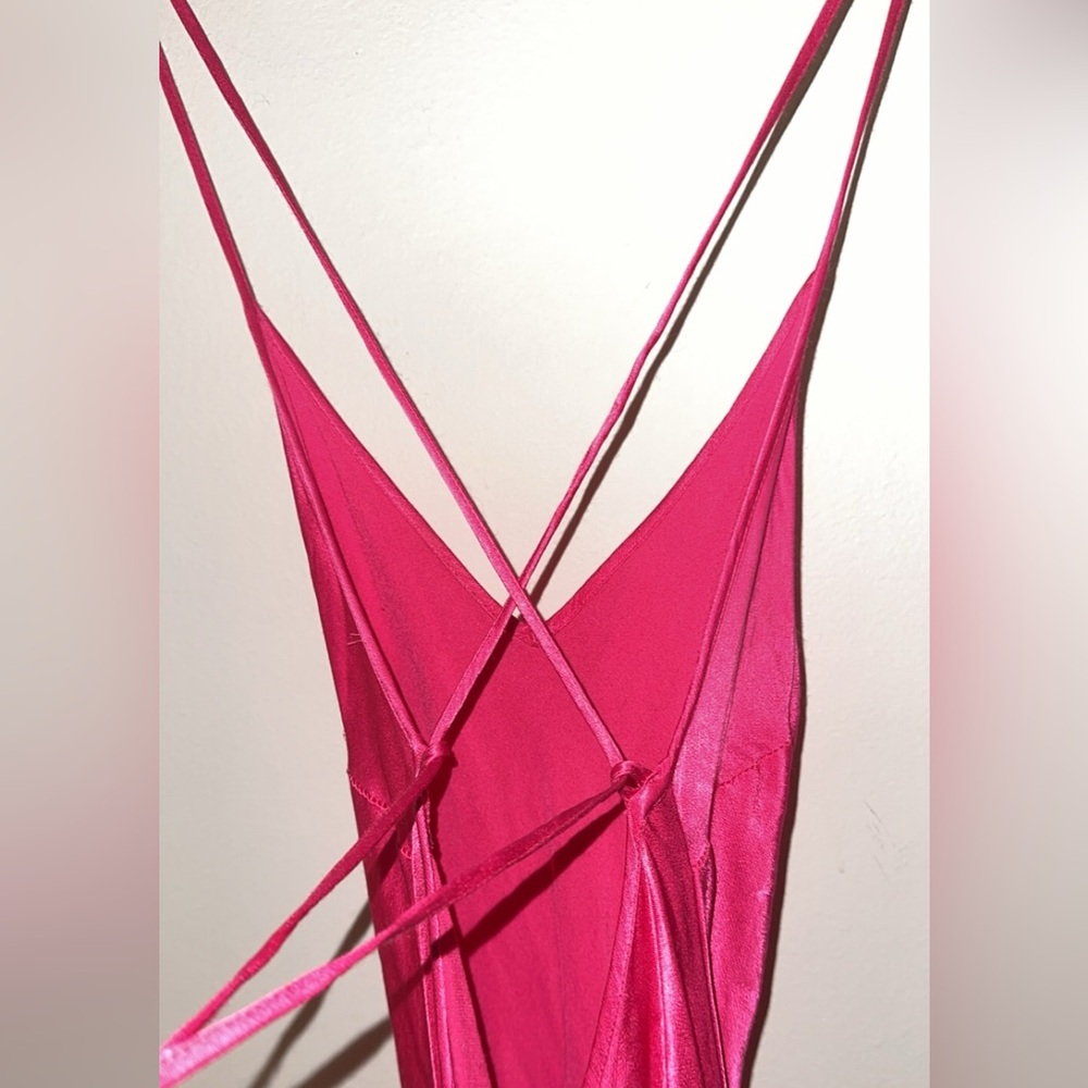 pink satin mini dress